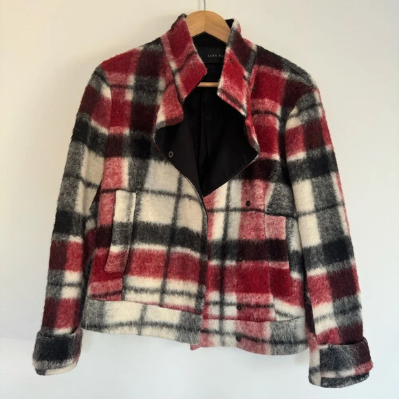 Zara Plaid Wool Mohair Jacket Size: M - Picture 6 of 8